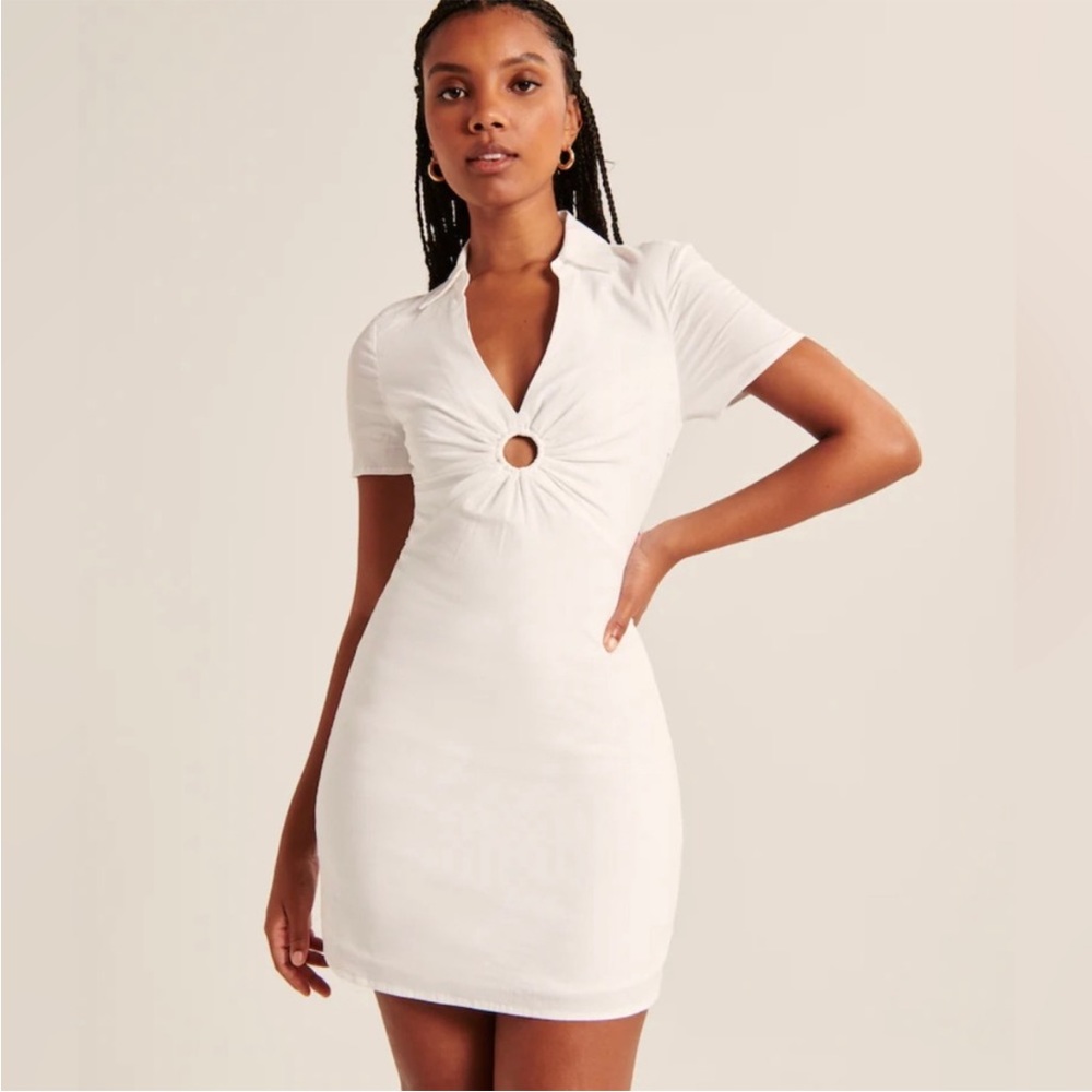 NWT NEW Abercrombie & Fitch O-Ring White Dress linen-like material size XS tall